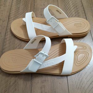 Women's Crocs Tulum Toe Post Sandal Oyster/Tan Womens Size 11